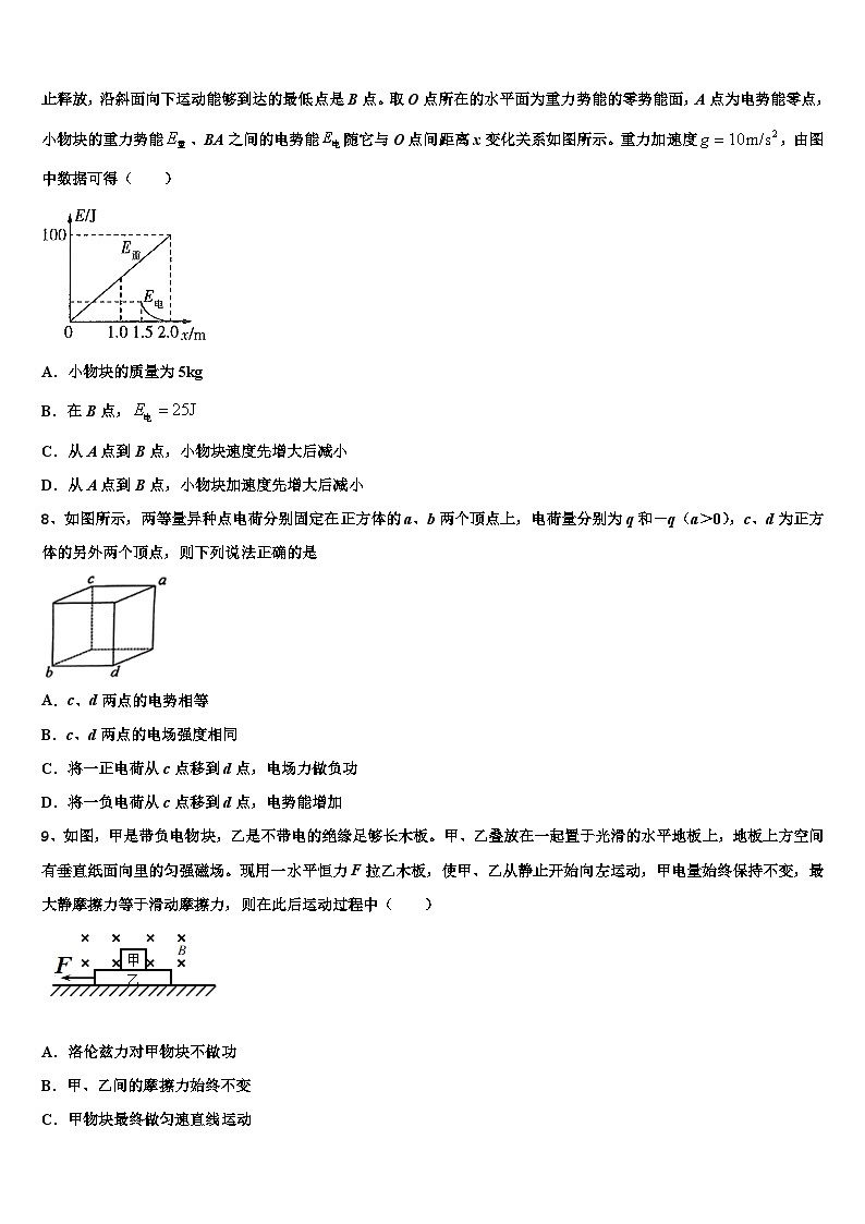 2026届上海市六校高考仿真卷物理试卷含解析第3页