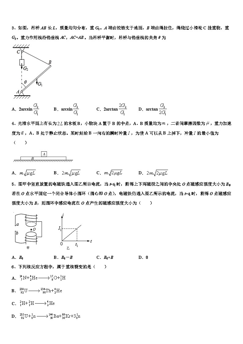 2026届上海市桃浦中学高考冲刺模拟物理试题含解析第2页