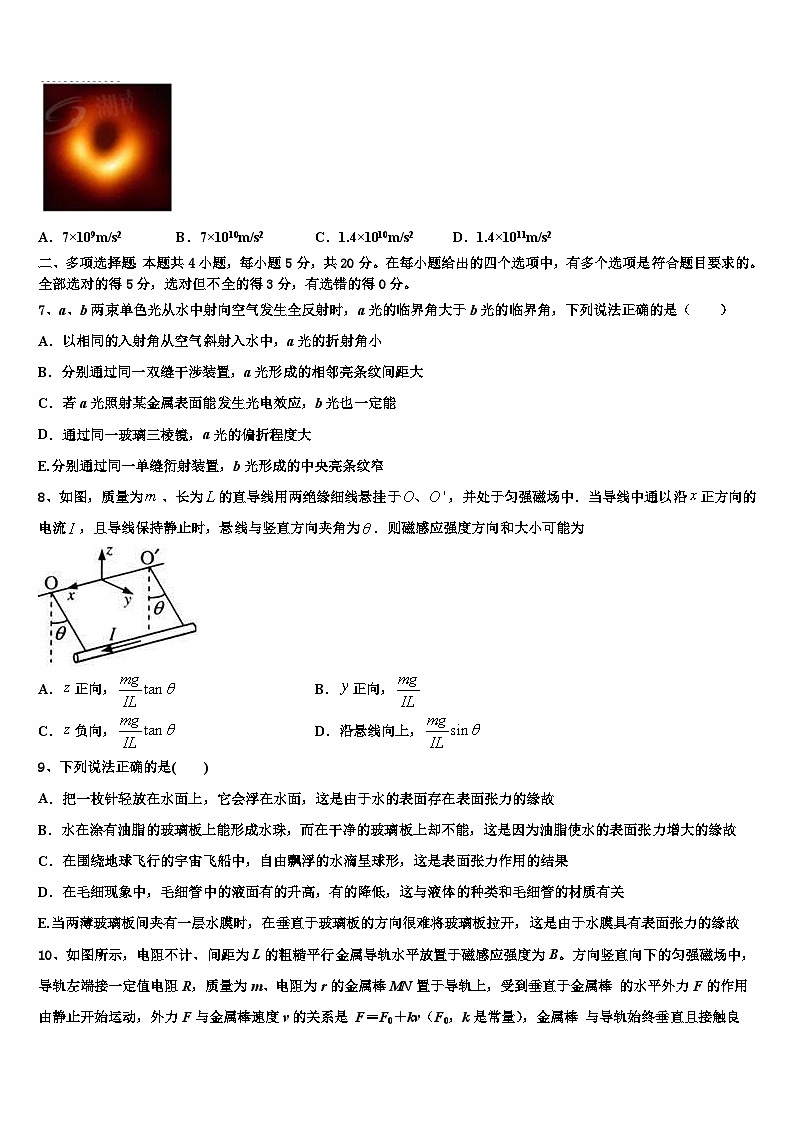 2026届上海市师范大学附属第二外国语学校高考仿真卷物理试卷含解析第3页