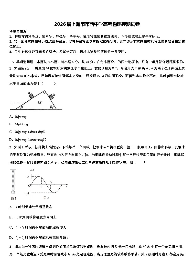 2026届上海市市西中学高考物理押题试卷含解析第1页