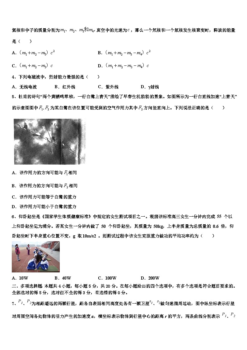 2026届上海市杨思中学高考仿真卷物理试卷含解析第2页