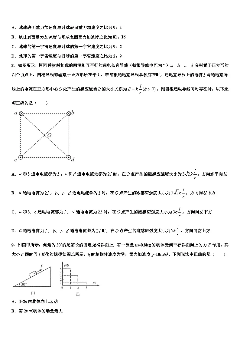 2026届上海市长宁区、嘉定区高三下学期一模考试物理试题含解析第3页