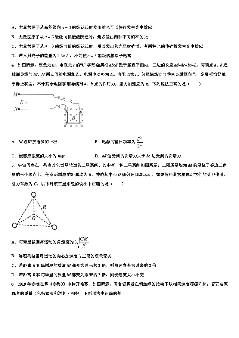 2026届上海市杨浦区市级名校高三下学期一模考试物理试题含解析第2页