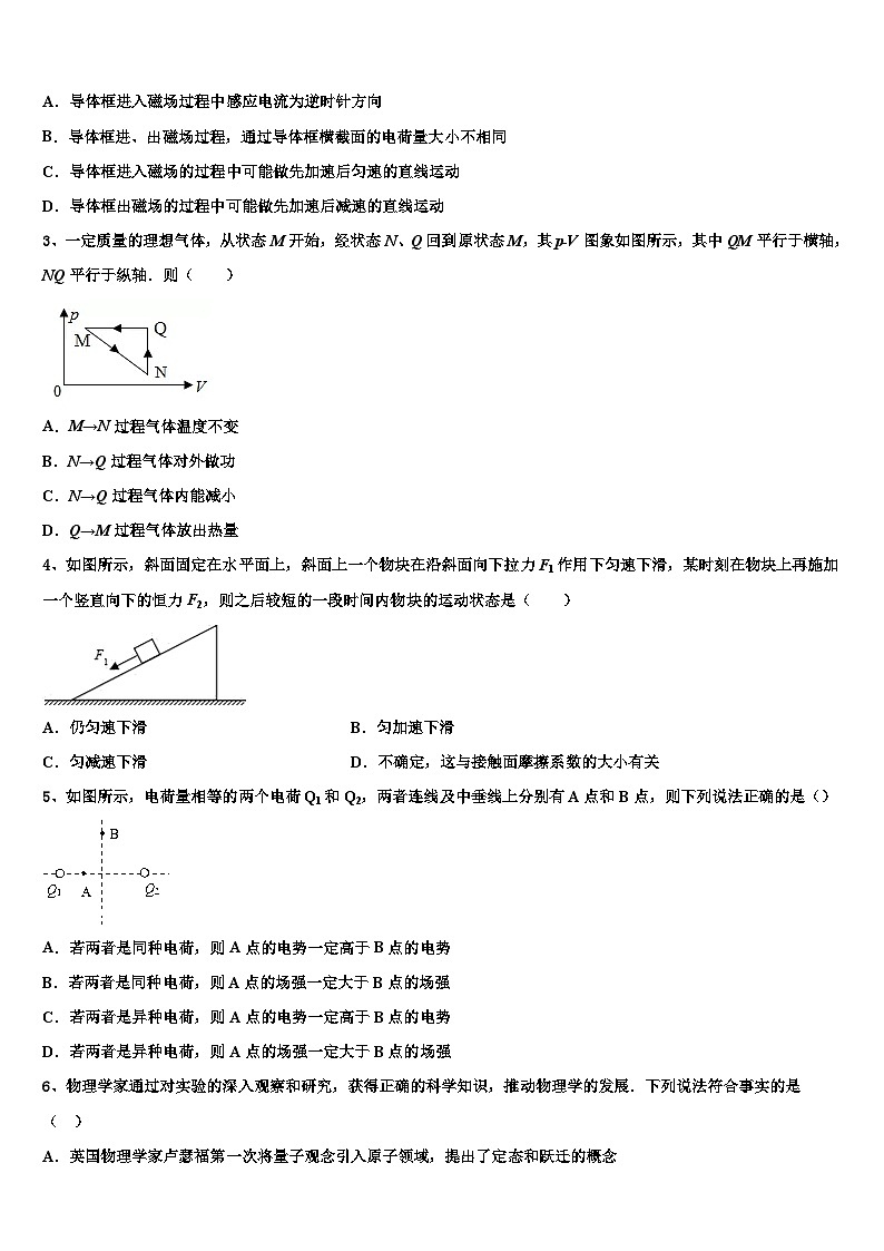 2026届上海外国语大学附属中学高三下学期第六次检测物理试卷含解析第2页