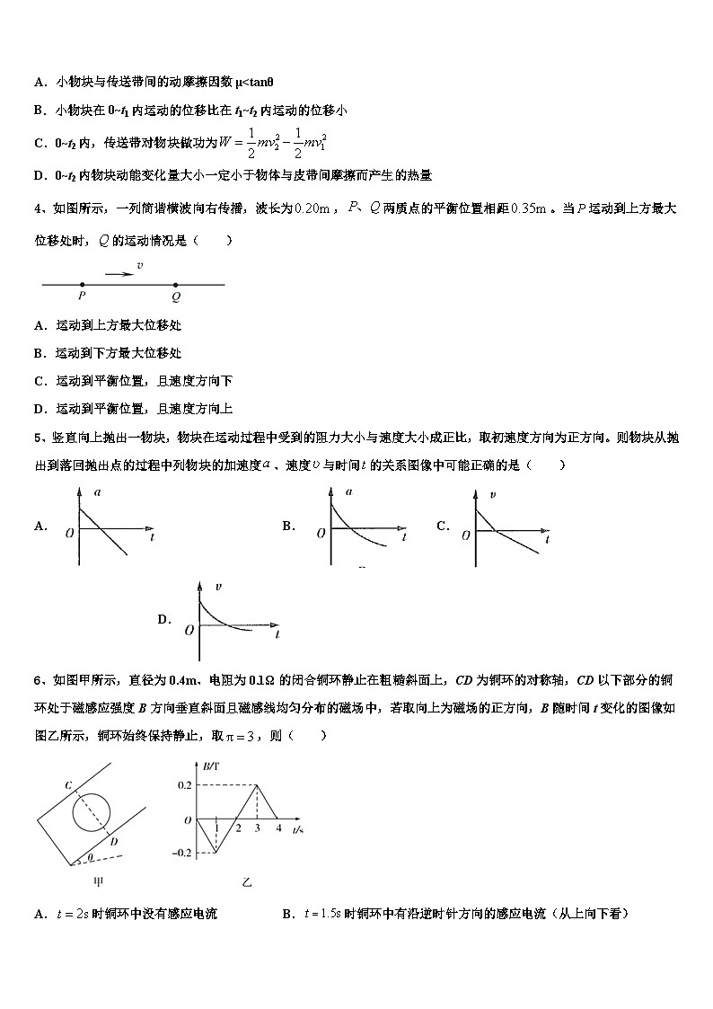2026届上海市徐汇区高三下学期联考物理试题含解析第2页