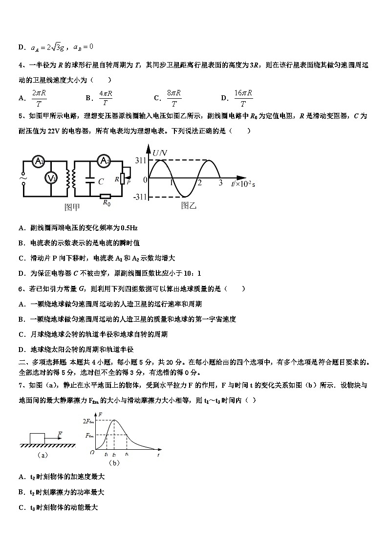 2026届上海市徐汇、松江、金山区高三第六次模拟考试物理试卷含解析第2页