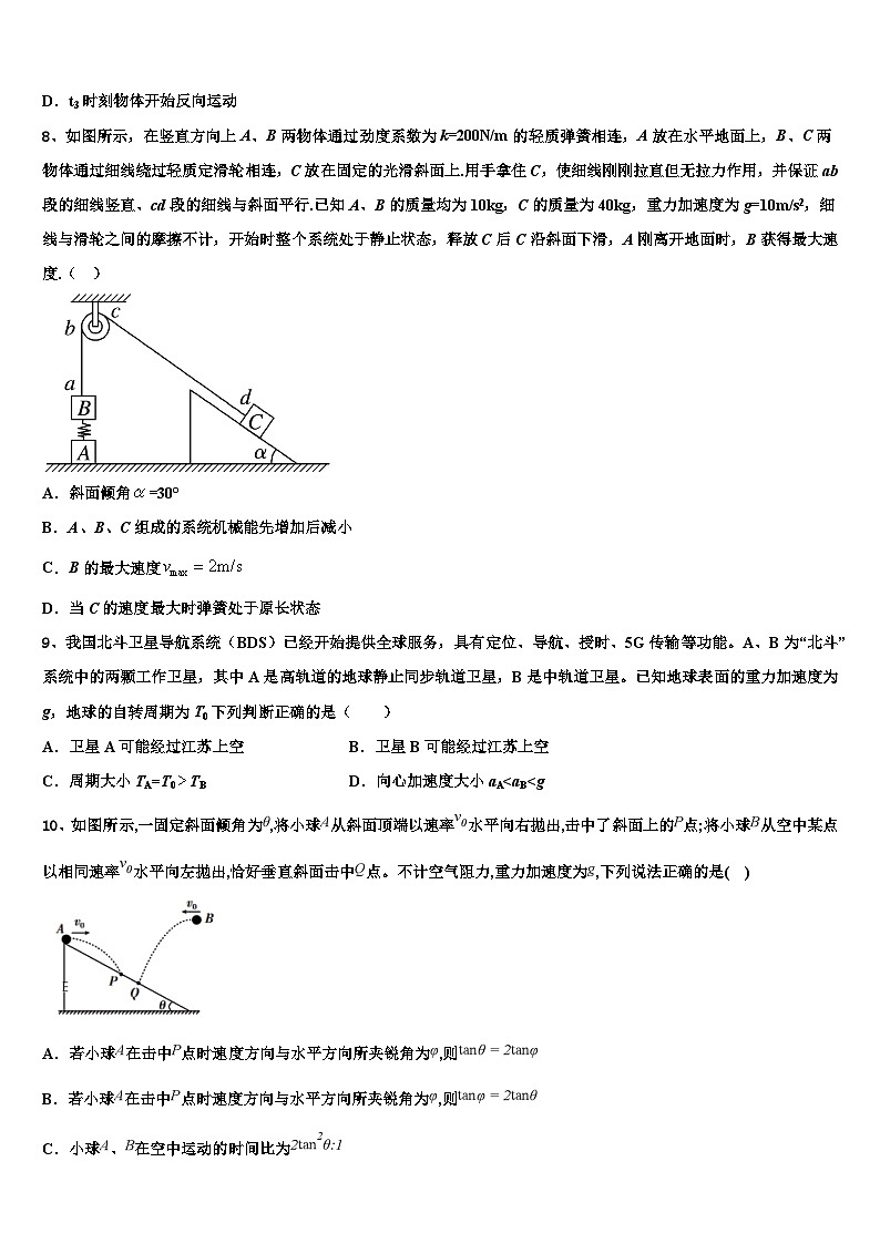 2026届上海市徐汇、松江、金山区高三第六次模拟考试物理试卷含解析第3页