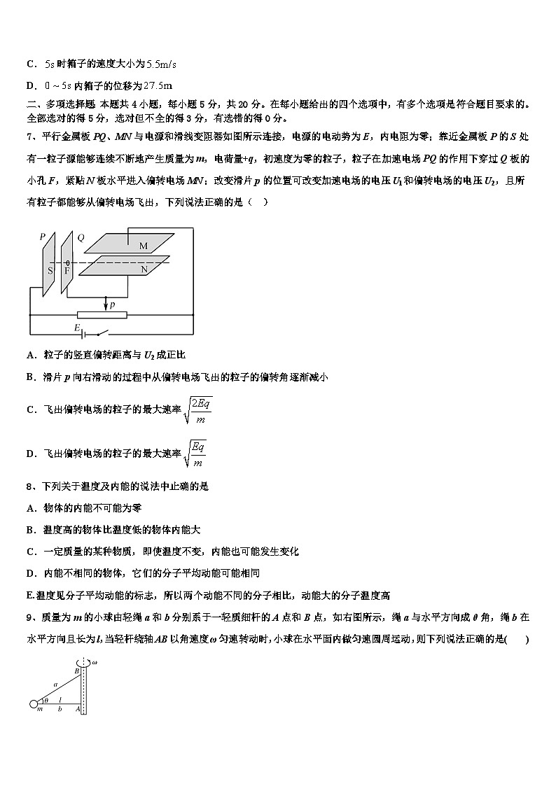 2026届上海市六校高三适应性调研考试物理试题含解析第3页