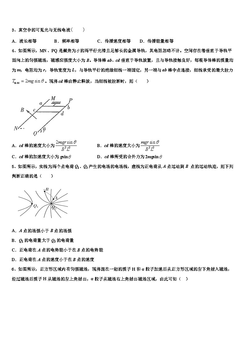 2026届上海市金山中学高三第一次调研测试物理试卷含解析第2页