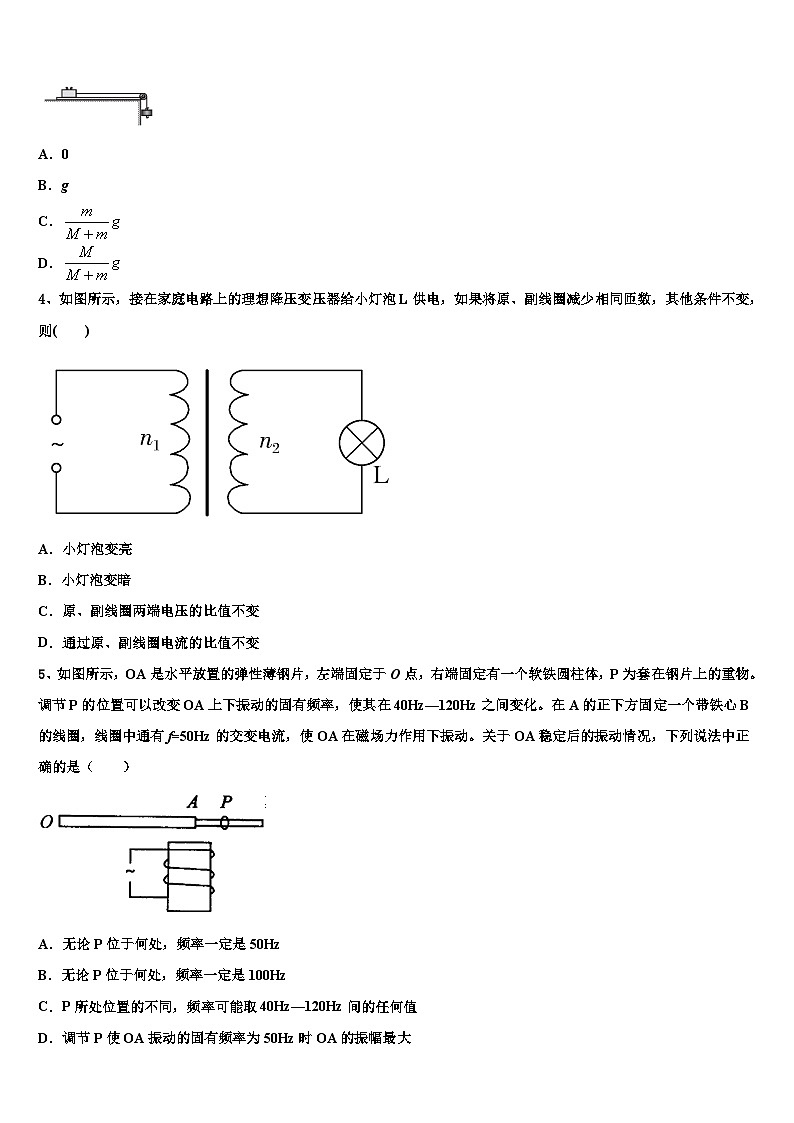 2026届上海市嘉定一中高三第二次联考物理试卷含解析第2页