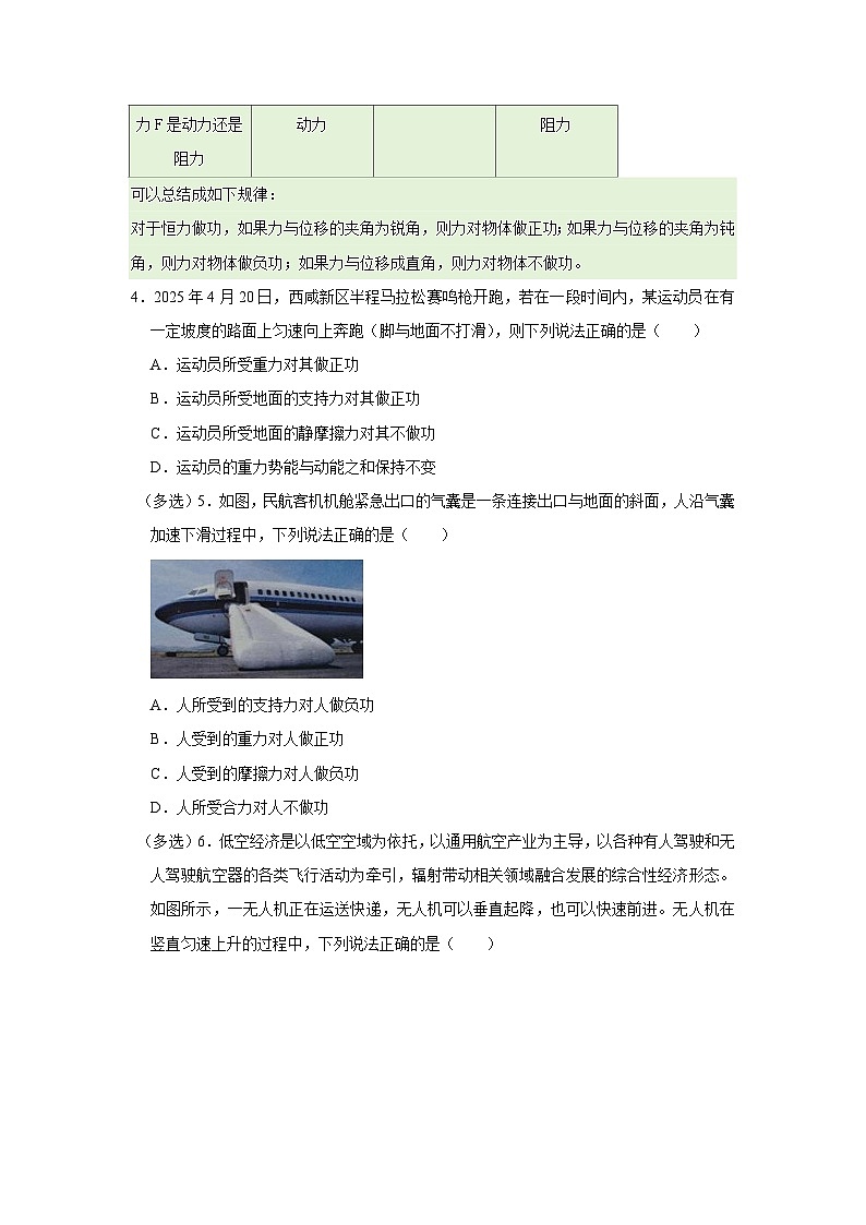 第四章 1.功 高中物理必修二同步复习讲义（教科版2019）（原卷版）第3页