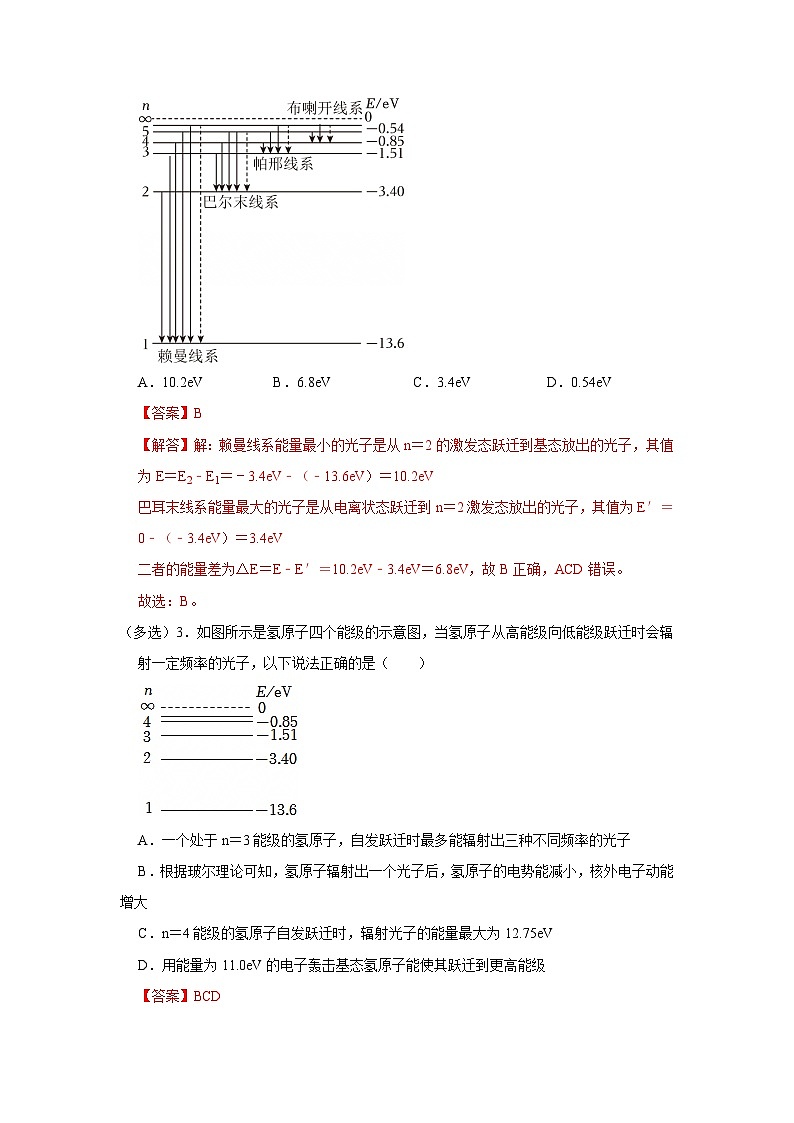 第4章 第4节 玻尔原子模型  高中物理选择性必修三同步复习讲义（鲁科版2019）（解析版）第3页
