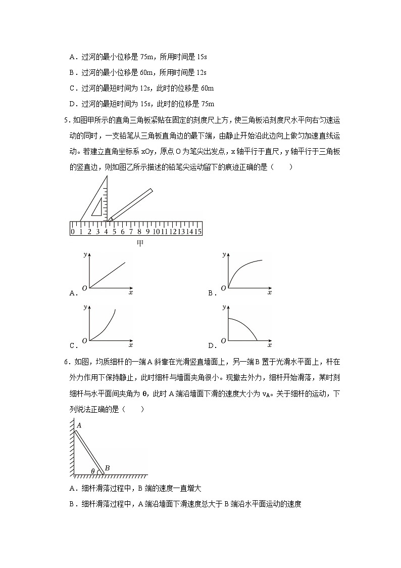 第一章 2.运动的合成与分解 高中物理必修二同步复习讲义（教科版2019）（原卷版）第3页