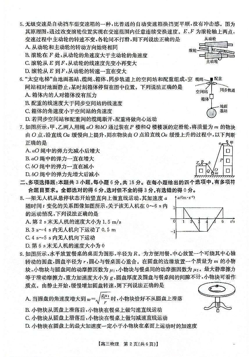 2025-2026年度上学期河南省高三年级第二次联考 物理试卷（含答案）第2页