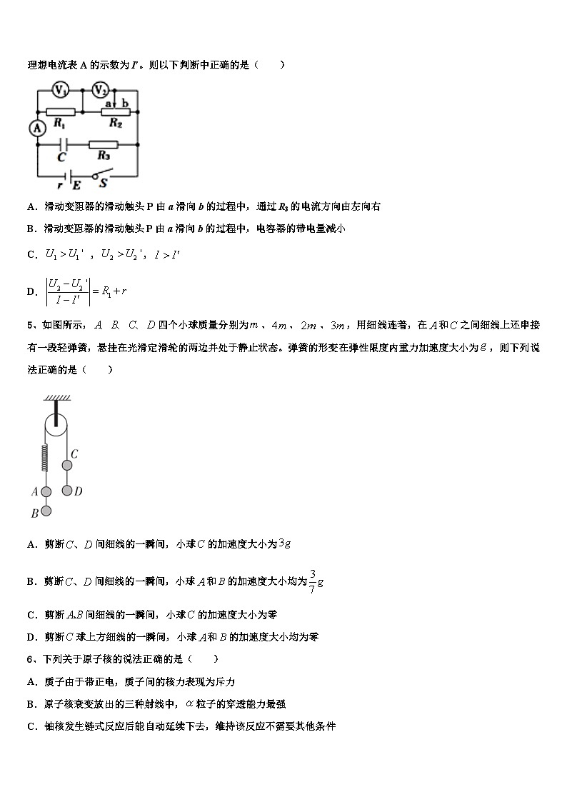 2026届四川省成都市七中实验学校高三（最后冲刺）物理试卷含解析第2页