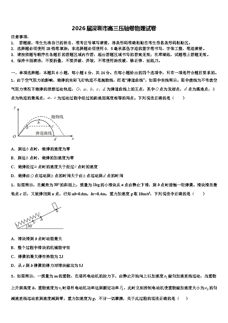 2026届深圳市高三压轴卷物理试卷含解析第1页