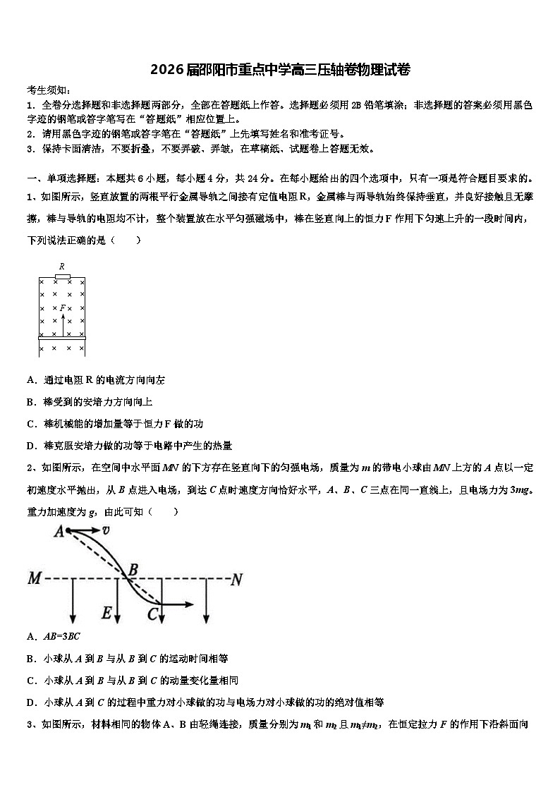 2026届邵阳市重点中学高三压轴卷物理试卷含解析第1页