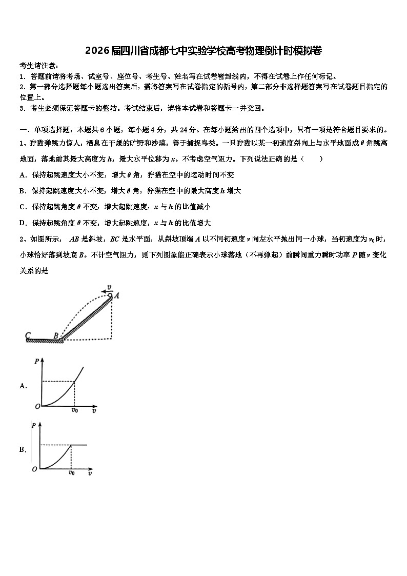 2026届四川省成都七中实验学校高考物理倒计时模拟卷含解析第1页