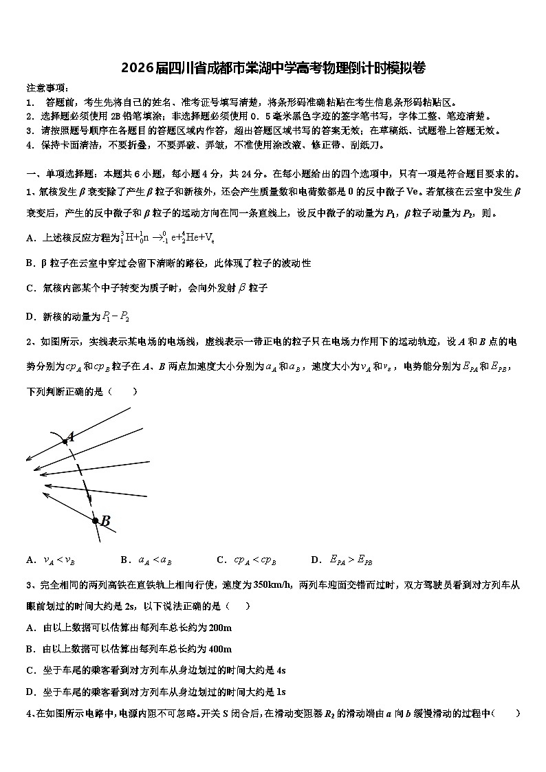 2026届四川省成都市棠湖中学高考物理倒计时模拟卷含解析第1页