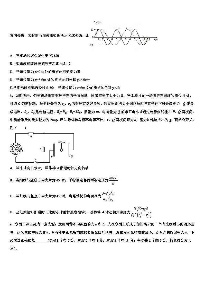 2026届四川省成都外国语高级中学高考物理一模试卷含解析第3页