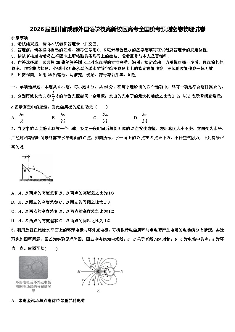 2026届四川省成都外国语学校高新校区高考全国统考预测密卷物理试卷含解析第1页