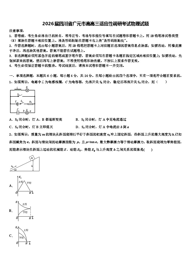 2026届四川省广元市高高三适应性调研考试物理试题含解析第1页
