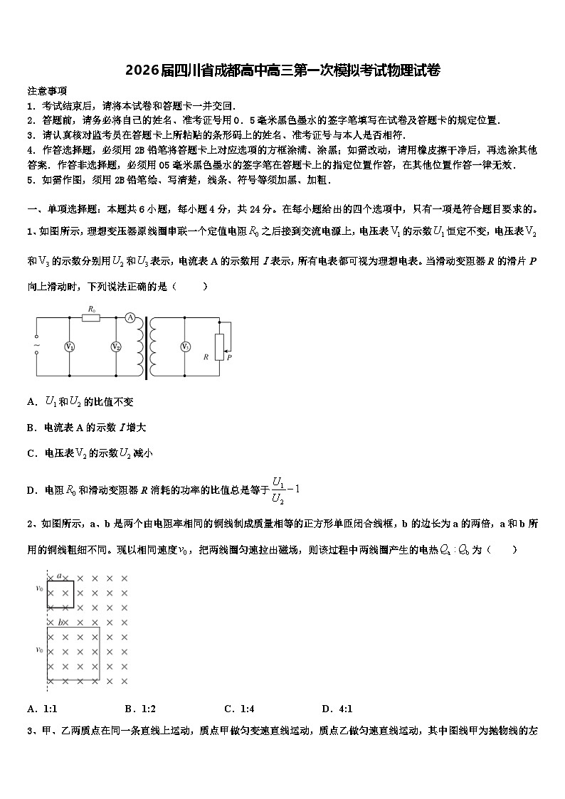 2026届四川省成都高中高三第一次模拟考试物理试卷含解析第1页