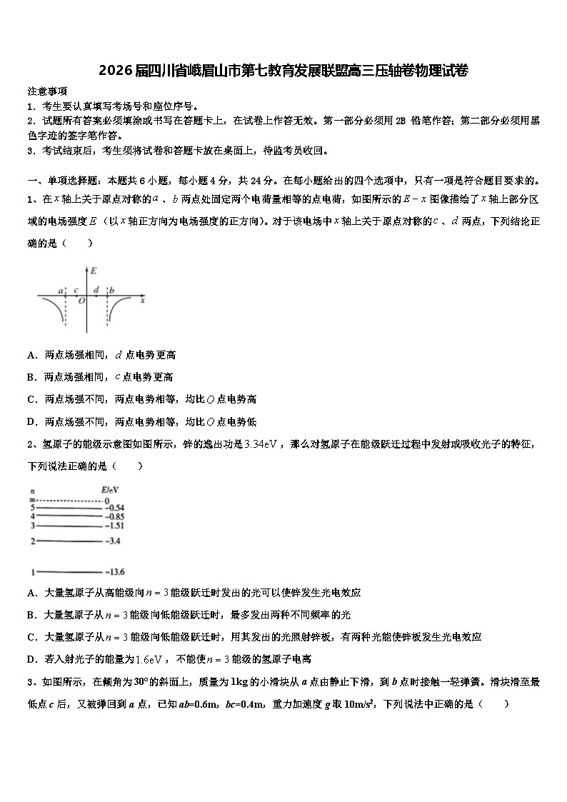 2026届四川省峨眉山市第七教育发展联盟高三压轴卷物理试卷含解析第1页