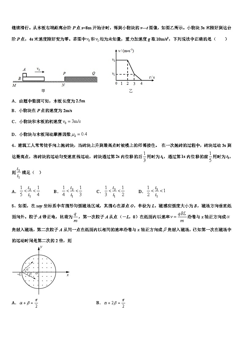 2026届四川省乐山十校高考压轴卷物理试卷含解析第2页