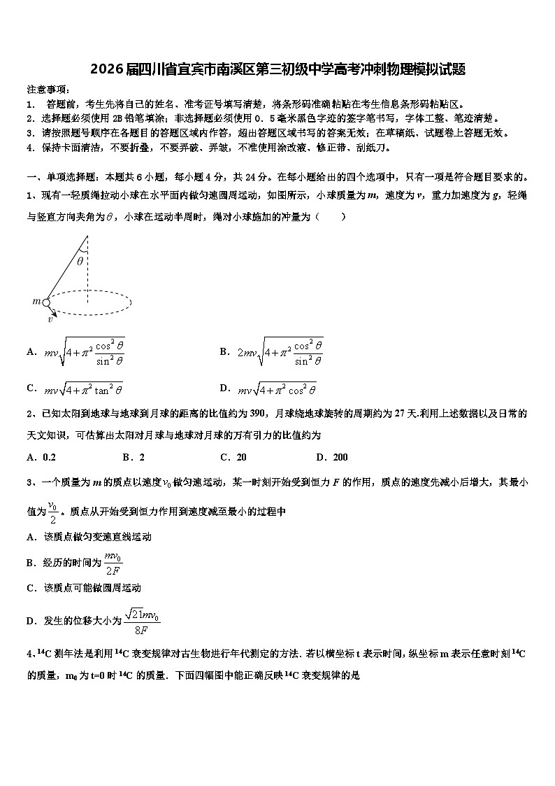 2026届四川省宜宾市南溪区第三初级中学高考冲刺物理模拟试题含解析第1页