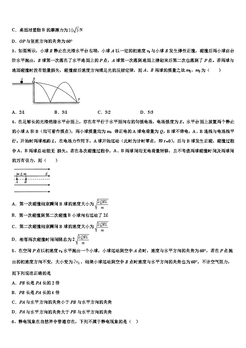 2026届四川省攀枝花市属高中高三第四次模拟考试物理试卷含解析第2页