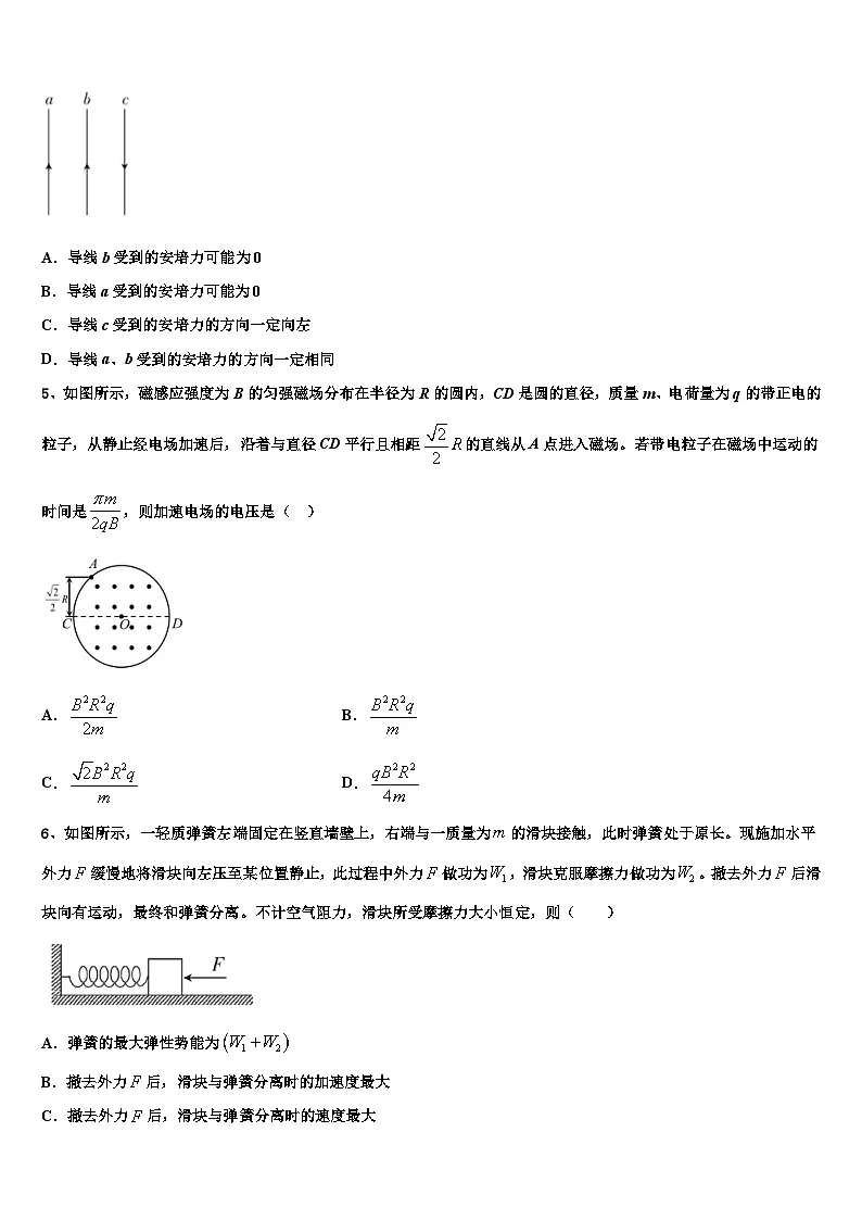 2026届四川省乐山十校高三第二次调研物理试卷含解析第2页