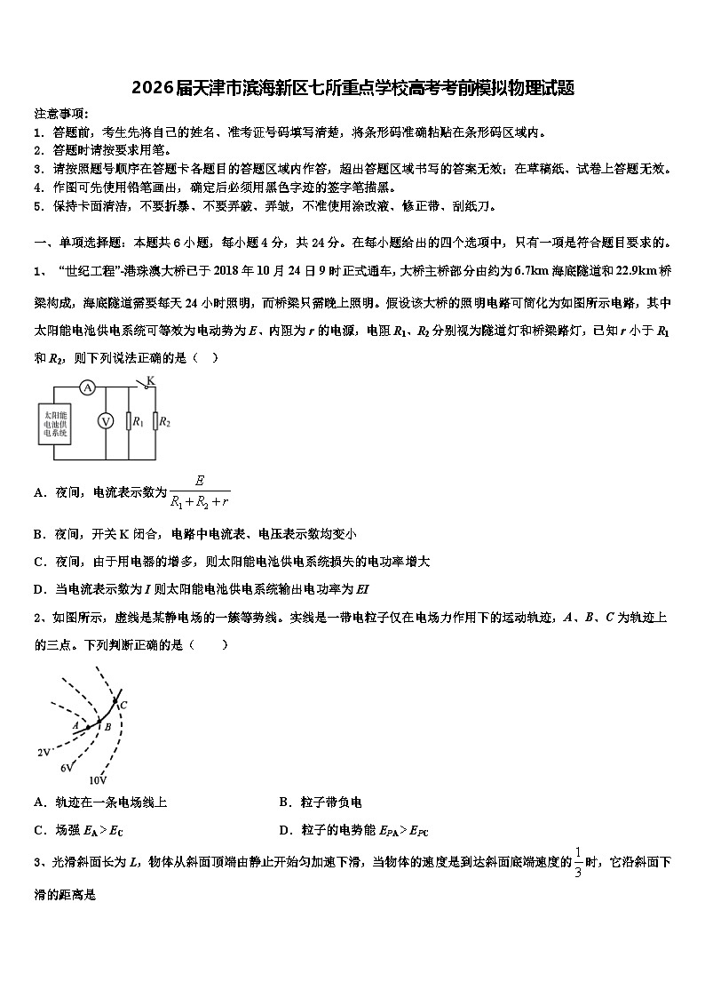 2026届天津市滨海新区七所重点学校高考考前模拟物理试题含解析第1页