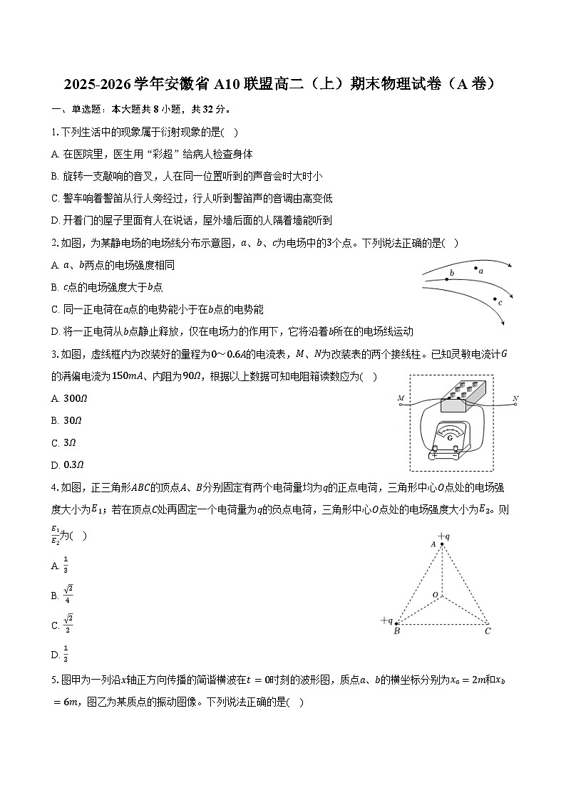 2025-2026学年安徽省A10联盟高二（上）期末物理试卷（A卷）（含答案）第1页