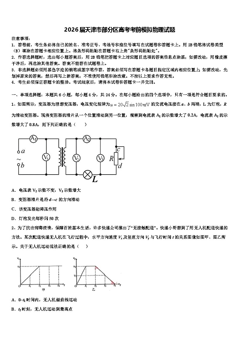 2026届天津市部分区高考考前模拟物理试题含解析第1页