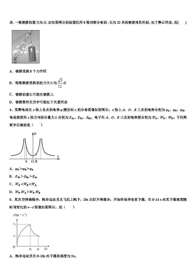 2026届天津市第一中学高考临考冲刺物理试卷含解析第2页