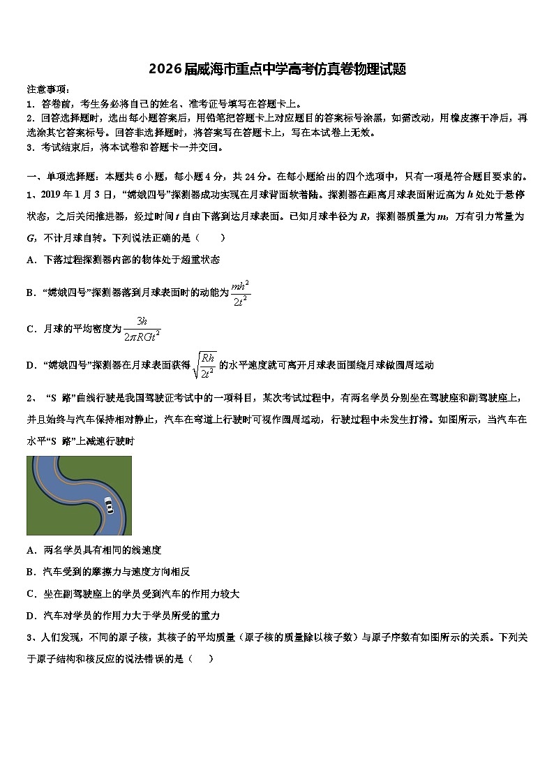 2026届威海市重点中学高考仿真卷物理试题含解析第1页