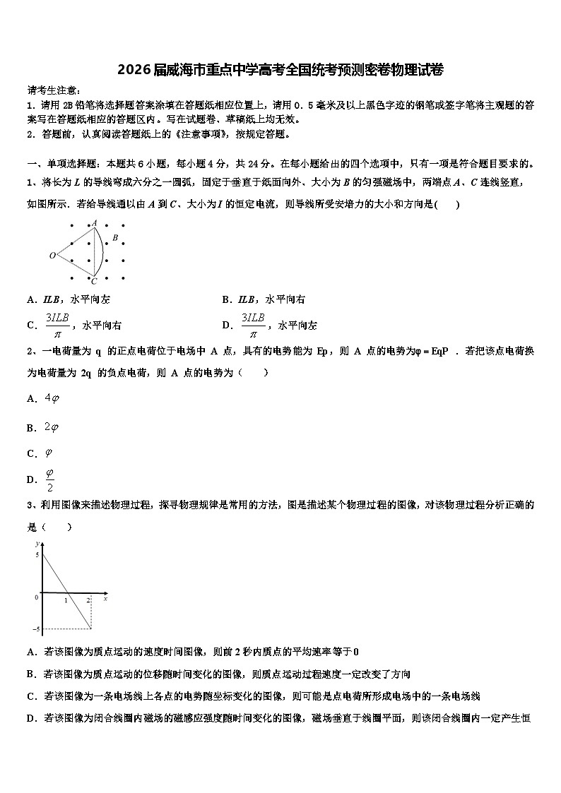 2026届威海市重点中学高考全国统考预测密卷物理试卷含解析第1页