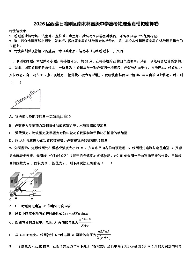 2026届西藏日喀则区南木林高级中学高考物理全真模拟密押卷含解析第1页