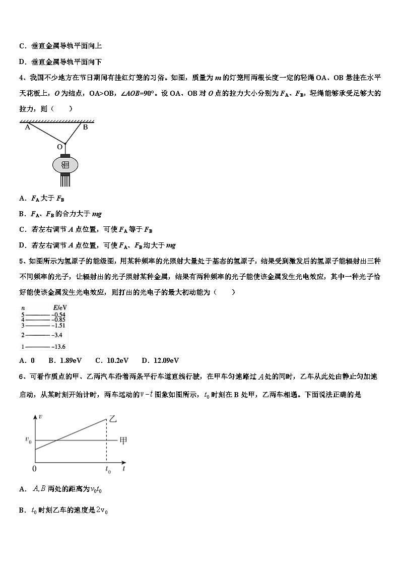 2026届西藏林芝第一中学高考仿真模拟物理试卷含解析第2页