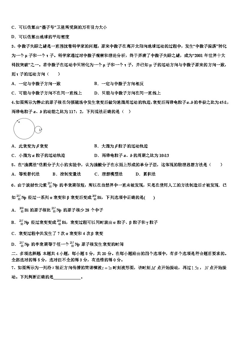 2026届新疆阿克苏市沙雅县第二中学高考物理押题试卷含解析第2页