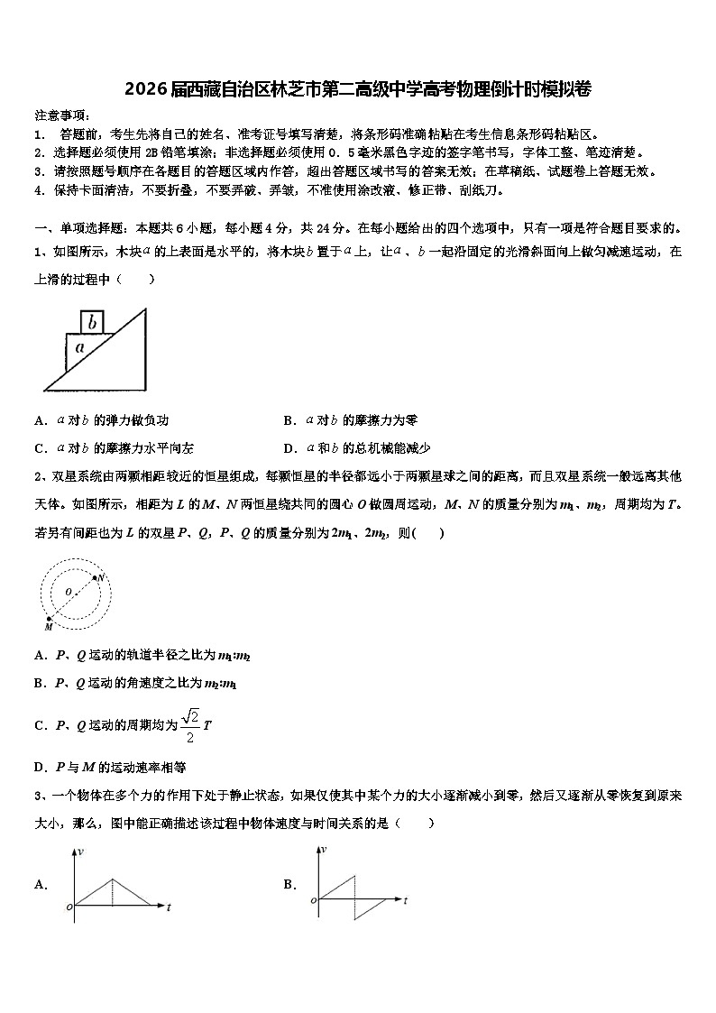 2026届西藏自治区林芝市第二高级中学高考物理倒计时模拟卷含解析第1页
