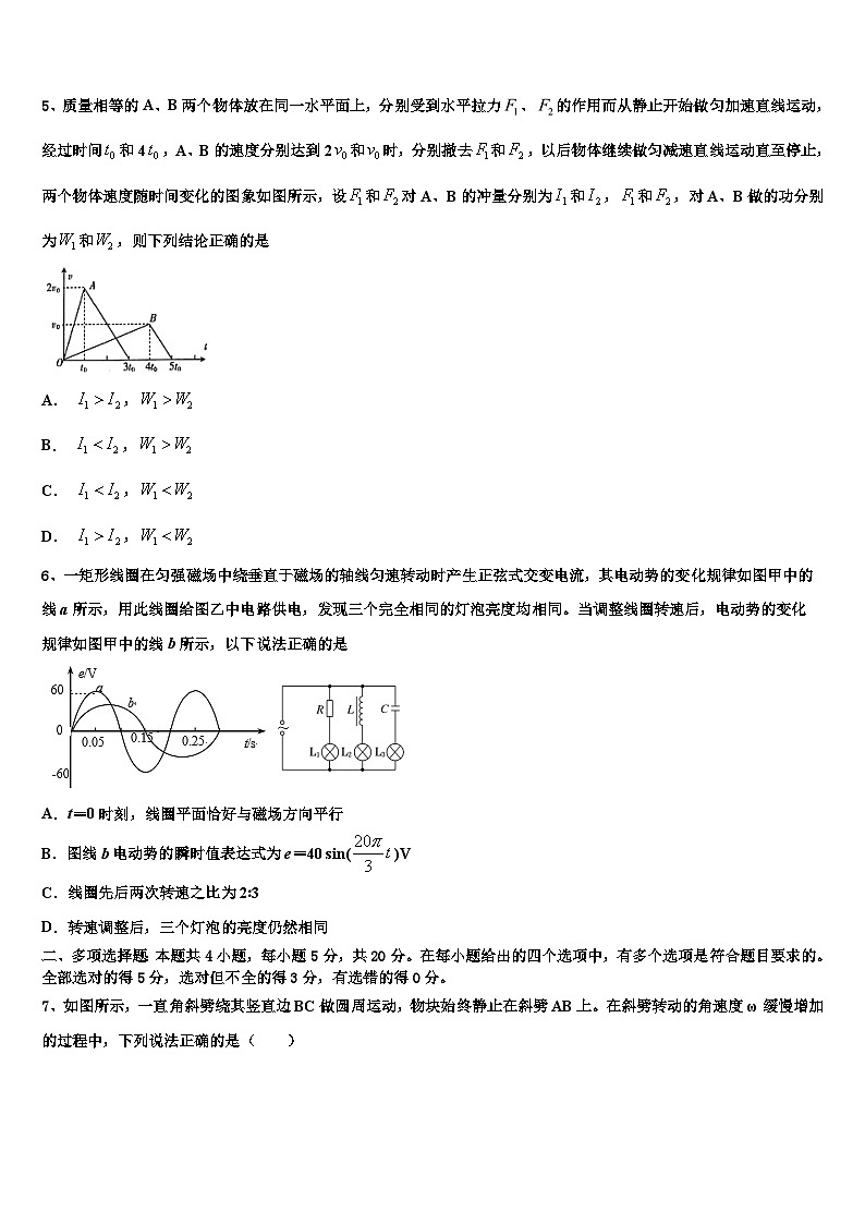 2026届湘西市重点中学高考仿真模拟物理试卷含解析第2页