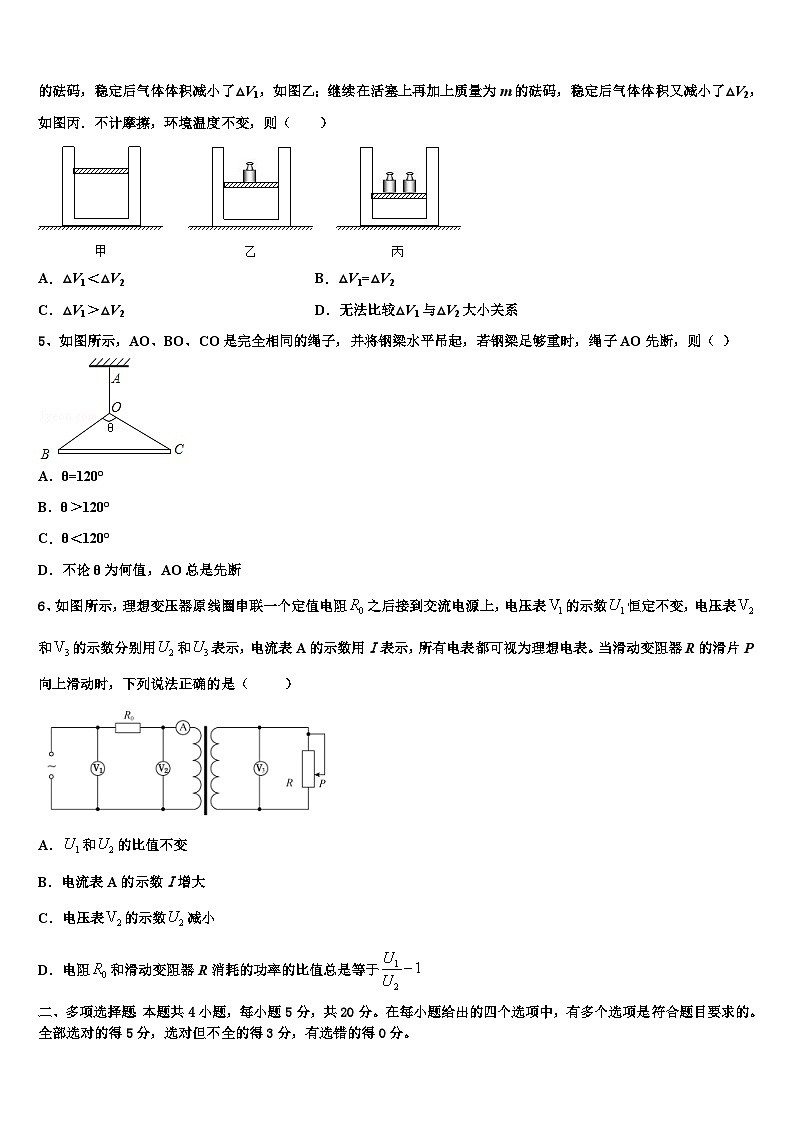 2026届咸宁市重点中学高考适应性考试物理试卷含解析第2页