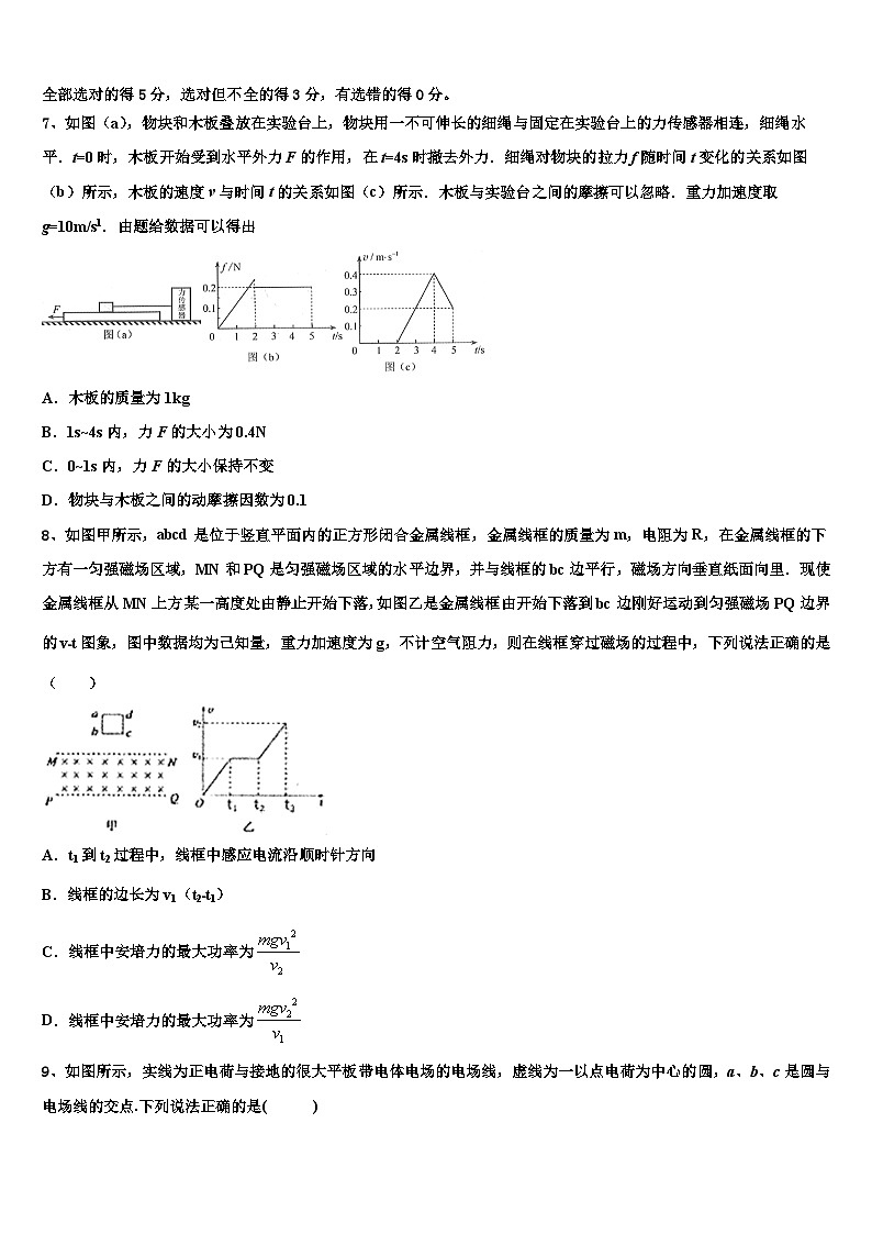 2026届新疆石河子一中高考考前提分物理仿真卷含解析第3页