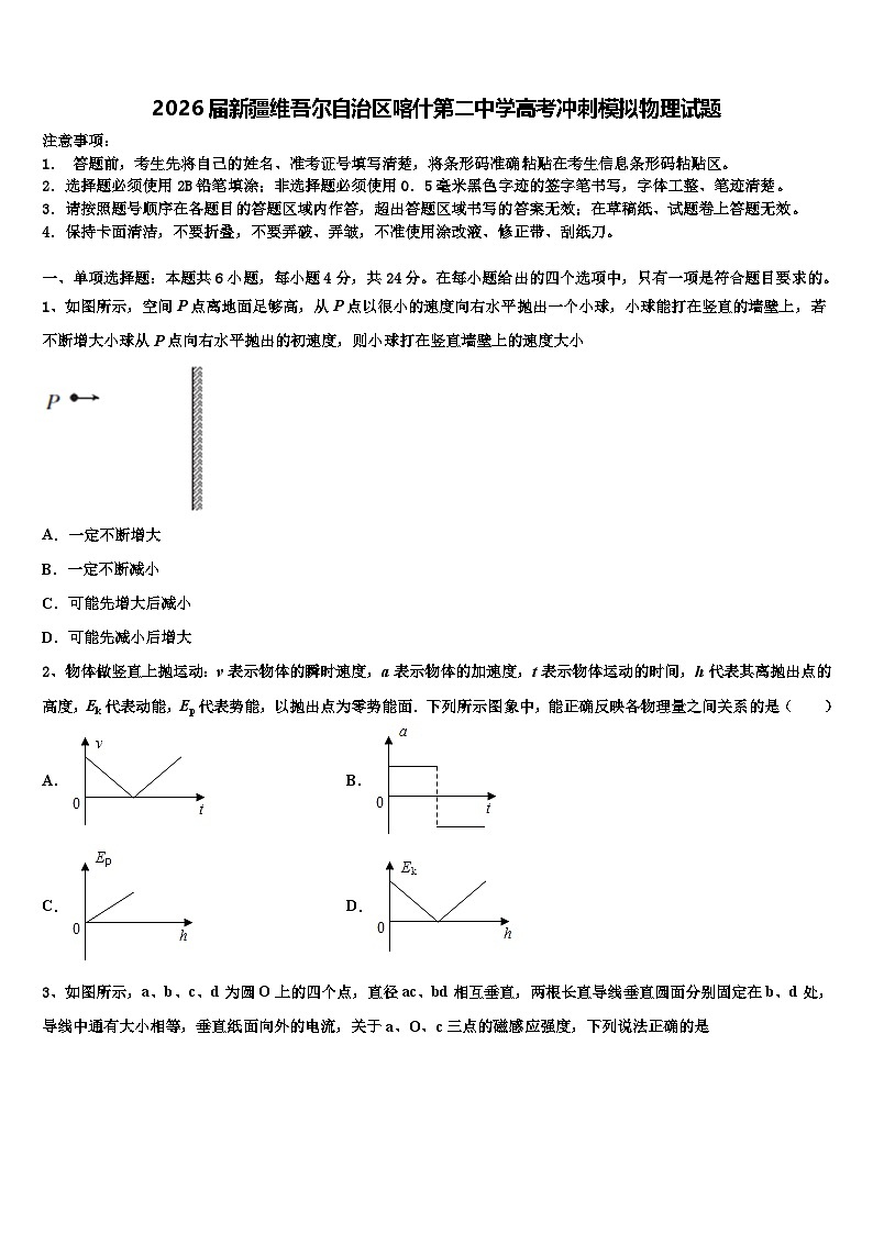 2026届新疆维吾尔自治区喀什第二中学高考冲刺模拟物理试题含解析第1页