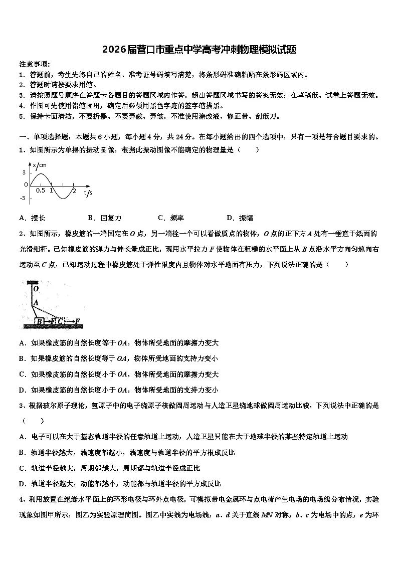 2026届营口市重点中学高考冲刺物理模拟试题含解析第1页