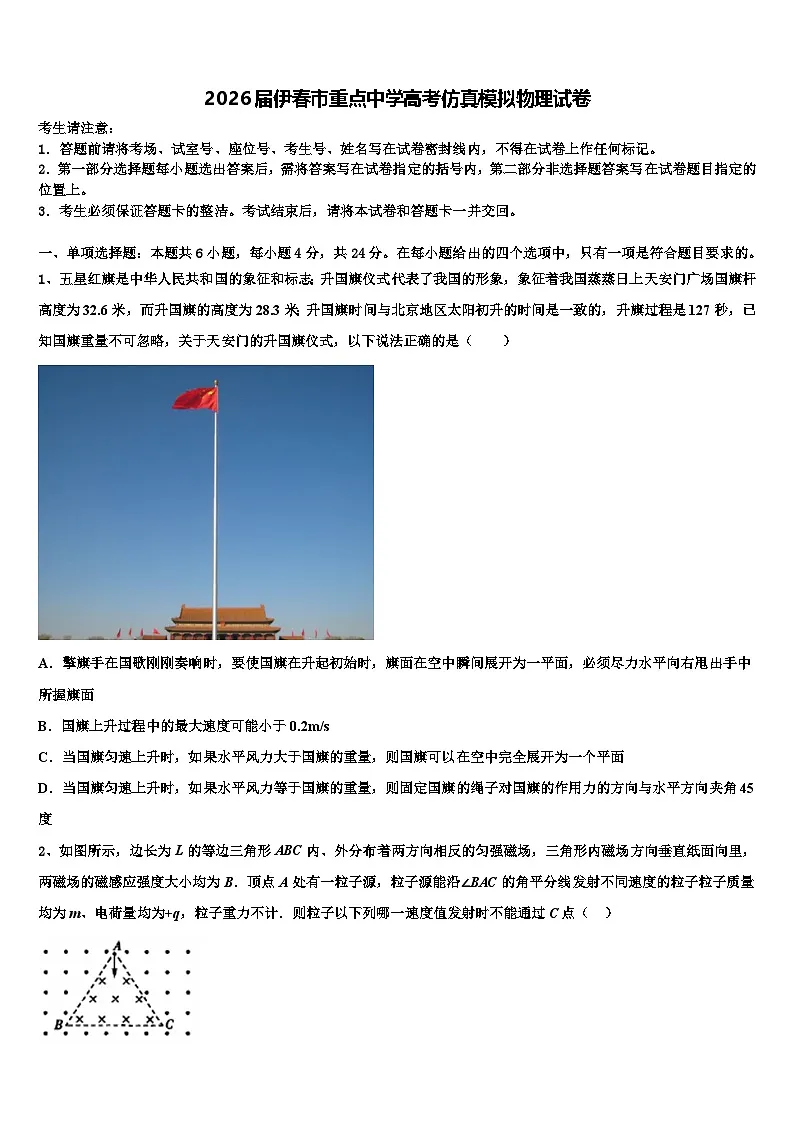 2026届伊春市重点中学高考仿真模拟物理试卷含解析第1页