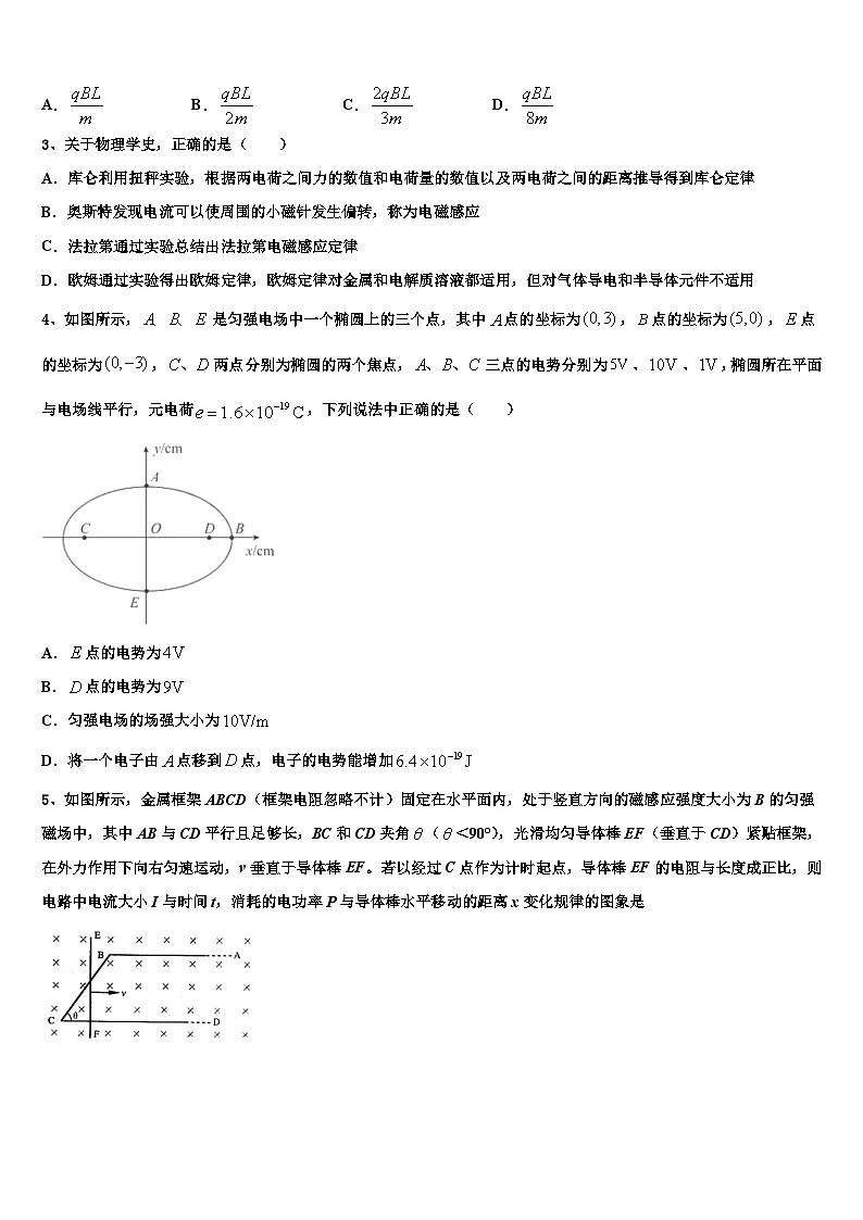 2026届伊春市重点中学高考仿真模拟物理试卷含解析第2页