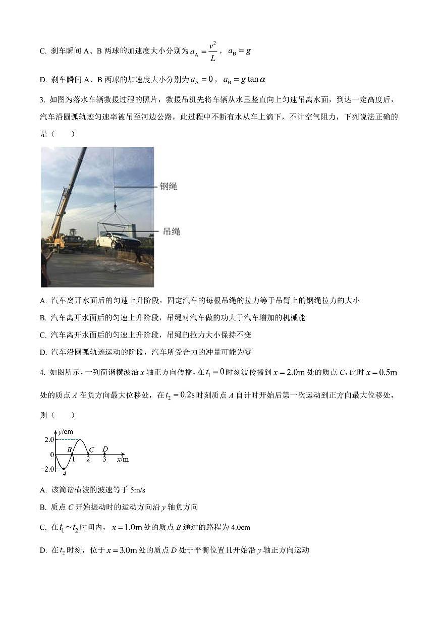 北京市海淀区2024-2025学年高三上学期10月月考物理试卷 Word版无答案第2页